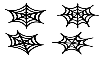 Spiderweb varieties set. Black mesh patterns with halloween party ornament.