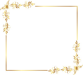 Obraz premium frame with leaves gold border Golden Border Warm Color Frame 