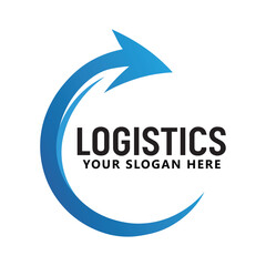 Transport logistic logo of express arrow moving forward for courier delivery