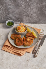 Mushroom Schnitzel with Coleslaw Salad