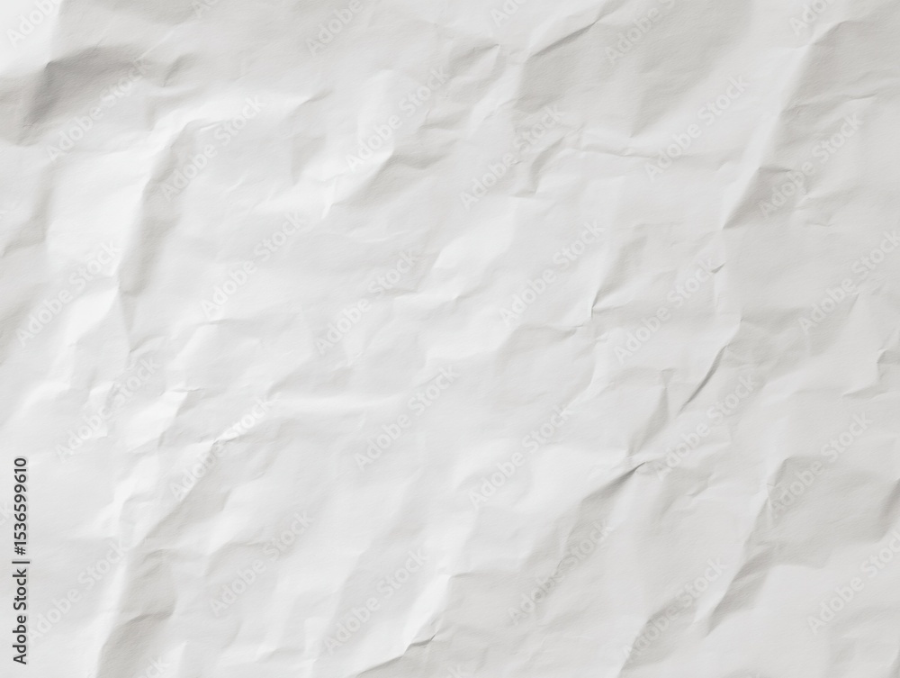 Poster crumpled white paper texture background, ideal for creative projects and message presentation, showc