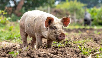 A pig on an organic farm