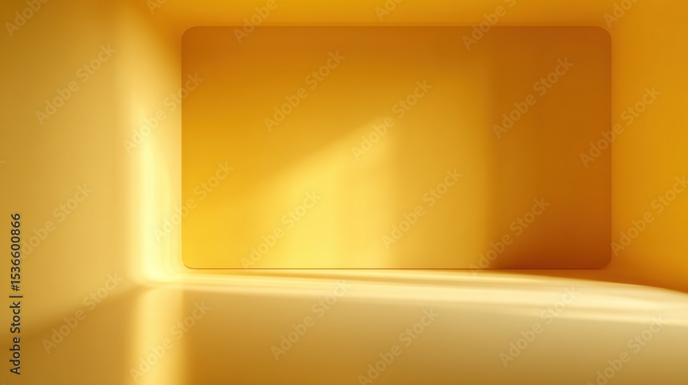Poster abstract golden room with soft light, ideal for product mockups and visual communication, representi