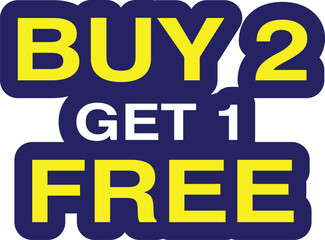 Buy 2 get 1 free, sale banner, discount tag