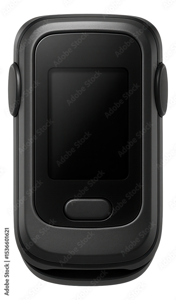 Wall mural black modern flip phone with a small display screen and buttons on transparent background.