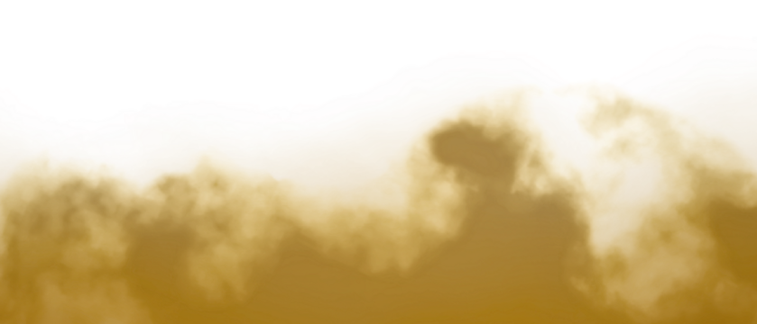 Dust sand soil smoke cloud particles isolated on transparent background. Brown sandstorm explosion, smog fog overlay, rising dust blur effect. Design elements for compositing, covering, PNG