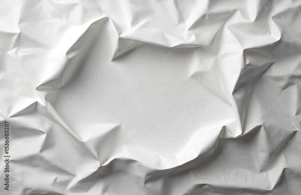 Poster abstract background of scrunched white paper. crumpled texture with shadows and folds. minimalist de