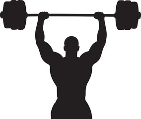 Weightlifter Bodybuilder Lifting Barbell Strength Training Silhouette