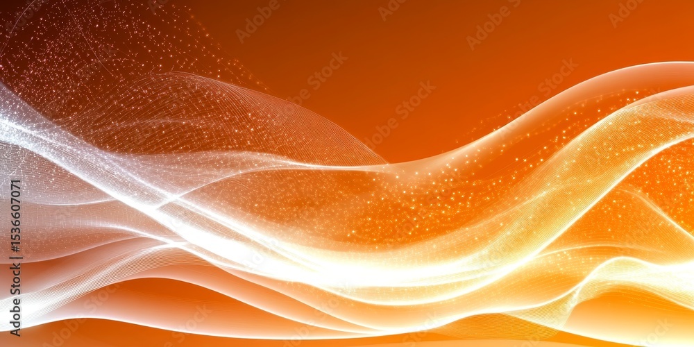 Aufkleber dynamic abstract design featuring curved shapes on an orange background with light effects