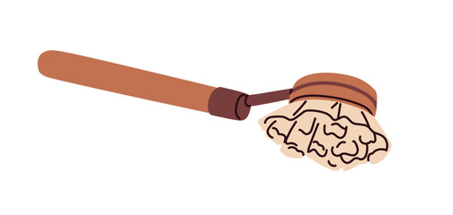 Brush with bristle, long wooden handle. Eco-friendly zero-waste cleaning tool for dishwashing and household, housework. Bamboo accessory. Flat vector illustration isolated on white background