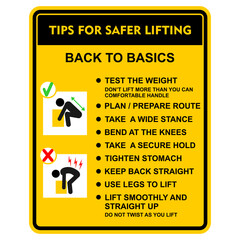 Tips For Safer Lifting, poster vector