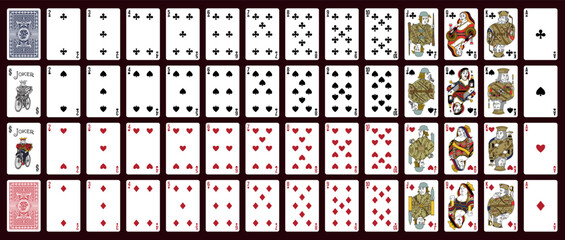 Poker playing cards, full deck - Classic playing cards - Poker set with isolated cards © Максим Лебедик