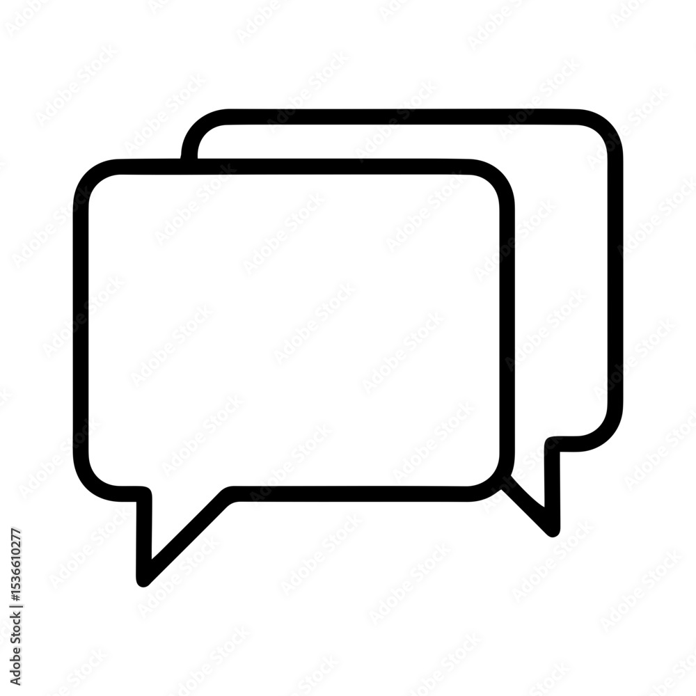 Poster outline style image depicts two overlapping speech bubbles, commonly used to represent text messages