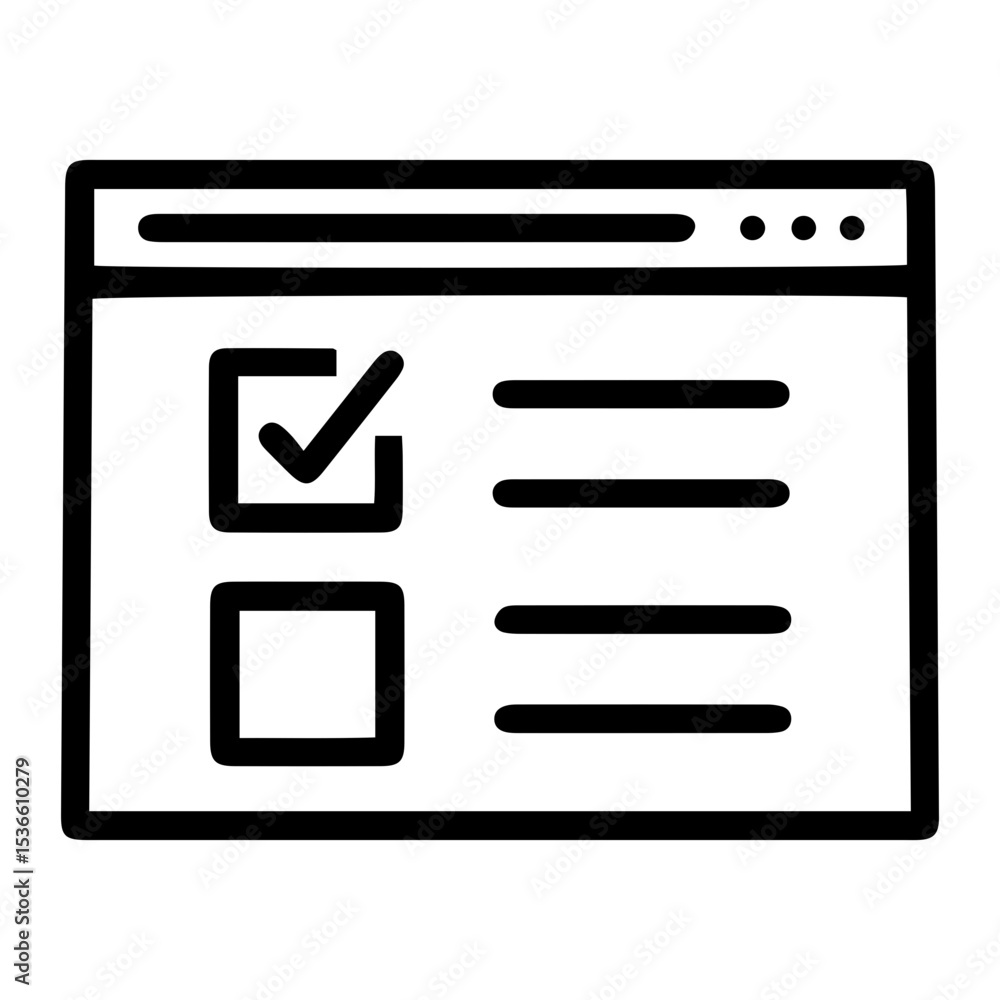 Poster outline style image depicts a web browser window with a tab bar, displaying content that includes a 