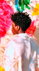 Afro Style Portrait with Colorful Abstract Background