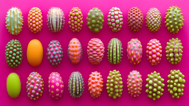 Vibrant Colorful Textured Eggs Artistic Still Life