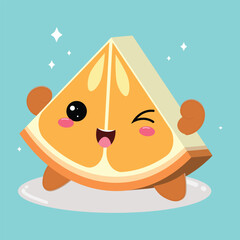 Illustration Of A Cute And Happy Cartoon Orange Fruit Slice