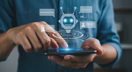 Person interacting with a chatbot on a mobile phone showcasing artificial intelligence and digital communication