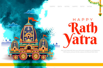 Chariot of Lord Jagannath, Balabhadra and Subhadra on annual Rathayatra in Odisha festival background