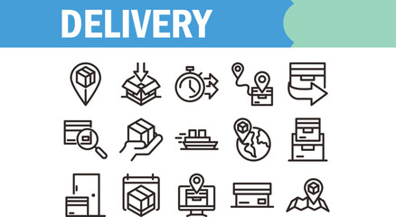 Fast and Reliable Delivery Service Icons for Shipping, Logistics, and Transportation