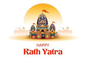 Chariot of Lord Jagannath, Balabhadra and Subhadra on annual Rathayatra in Odisha festival background
