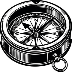 Vintage Nautical Compass Design with Detailed Elements for Maritime or Adventure Themes