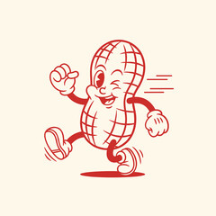 Happy Running Cartoon Peanut Character Illustration