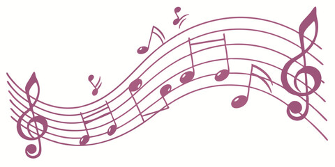 Watercolor Music Notes Melody Wave Design