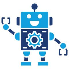 Fototapeta premium Robot Flat Blue Icon
