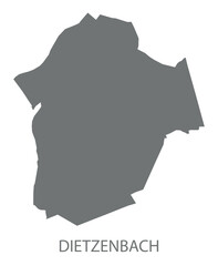 Dietzenbach city map with boroughs grey illustration silhouette shape