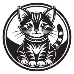 Obraz premium Cat illustration vector logo sticker silhouette 