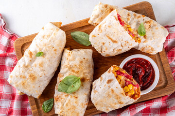 Homemade oven baked Pizza Burritos