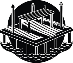 A pier silhouette on white background	