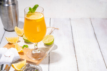 Trendy tea cocktail set, sparkling tea soda