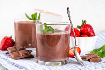 Homemade chocolate pudding dessert