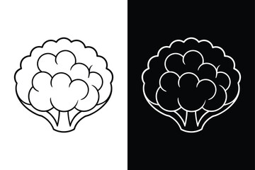 Cauliflower Line Icon Vector. Thin Outline Vegetable Design on White Black Background