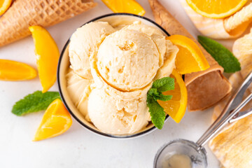 Homemade orange creamsicle ice cream