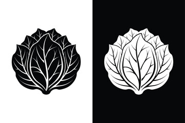 Collard Greens Outline Icon. Clean Vector Art for Plant-Based Food Designs