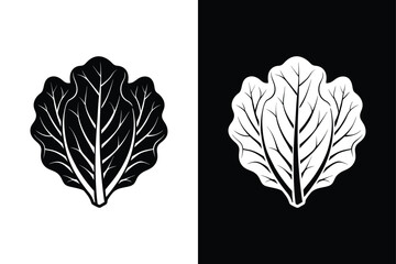 Leafy Collard Greens Icon. Flat Vector Design for Organic Vegetable Logos