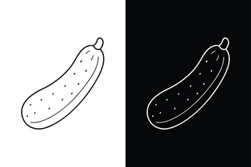Cucumber Line Art Vector. Flat Style Healthy Produce Icon Design