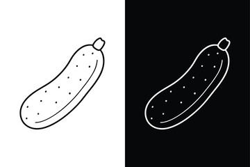 Vector Cucumber Line Drawing. Fresh Vegetable Symbol for Food Illustrations