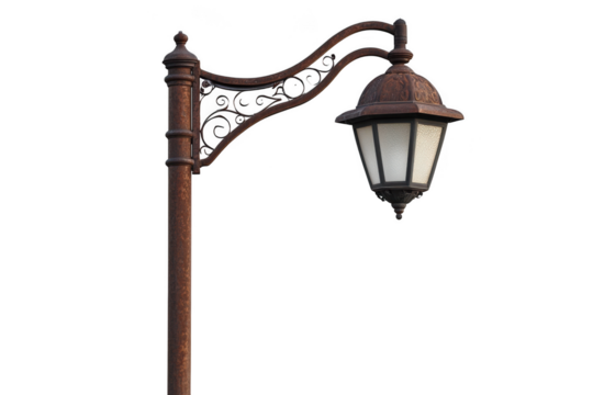Vintage street lamp isolated object on white background on transparent background