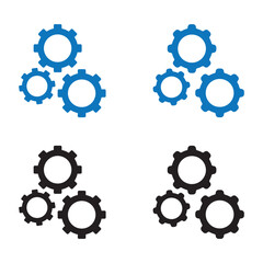 Gears icon set. Gears or setting icon set. solid and line icon style. eps file.