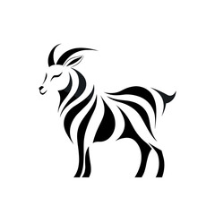 Naklejka premium Stylized goat illustration in black and white on white background