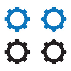 Gears icon set. Gears or setting icon set. solid and line icon style. eps file.