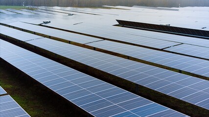 A photo of a large, modern photovoltaic farm.