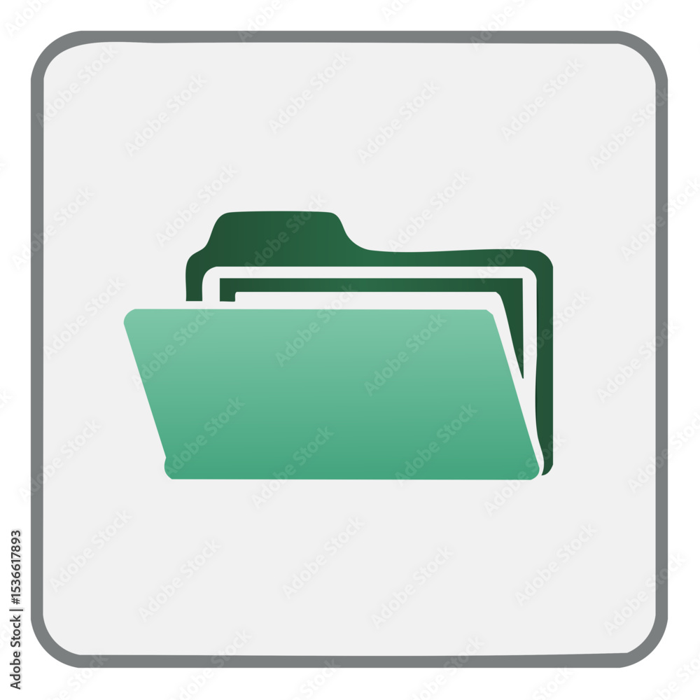 Poster green open folder icon for document storage and organization graphic resources for technology applic