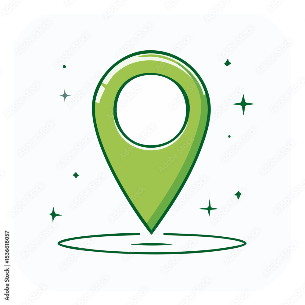 Poster green location pin design illustrating mapping navigation and place on a white background