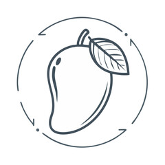 Elegant Mango Illustration with Circular Arrow Design Element on Dark Background