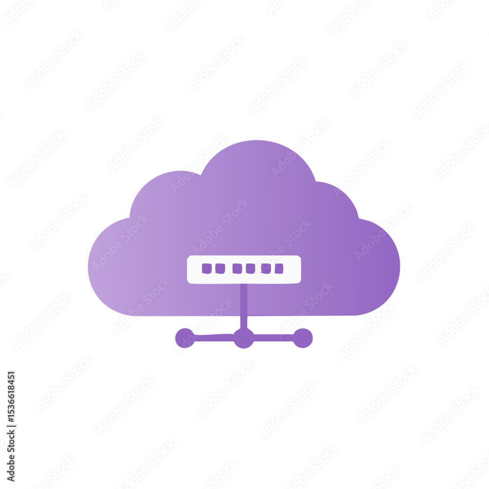 Poster cloud network connection for data sharing and communication purple gradient design on black backgrou